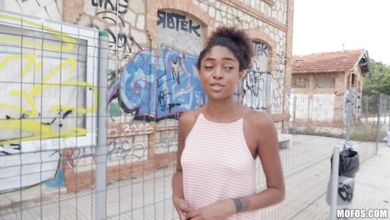 Ebony fucked in public for extra cash