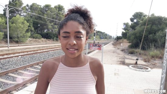 Ebony fucked in public for extra cash