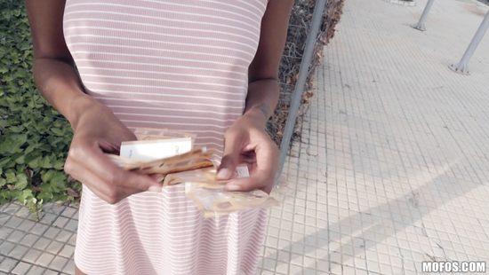 Ebony fucked in public for extra cash