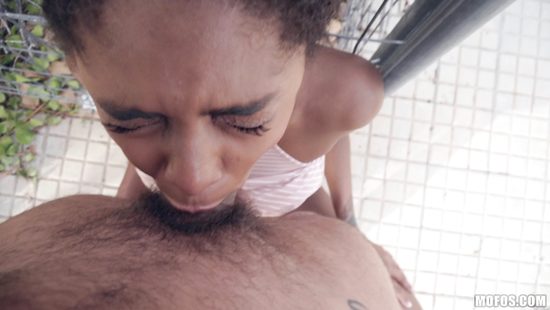 Ebony fucked in public for extra cash