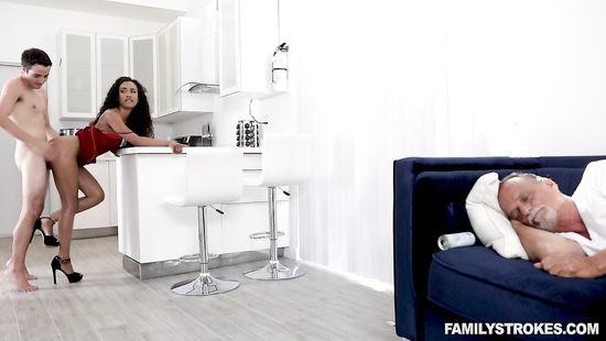 Slim teen fucked with her dad around sleeping