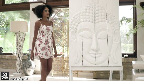 Throated ebony soaks huge white dick