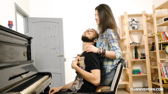 Cock sucking skinny sis fucks hard