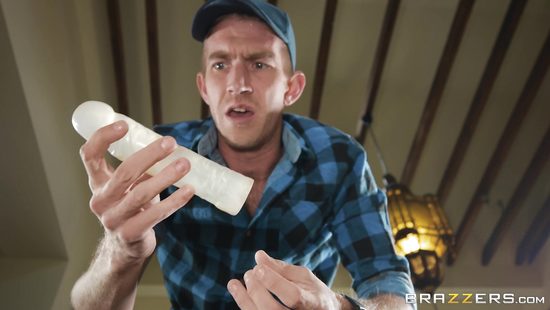 Nude blonde involves the tits into the action