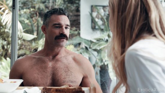 Flaming blonde screams with dad's cock in her cunt