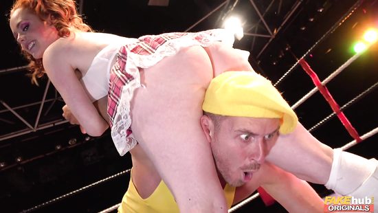 Cock craving redhead slut fucks insanely in the ring