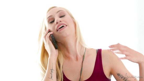 Flaming girls lick and touch in home trio