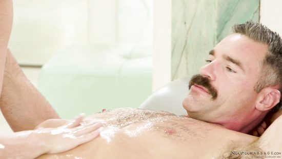 Naked lesbians give erotic massage to a hot guy