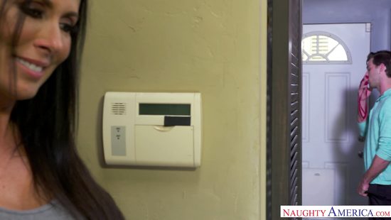 Fine brunette mom in bed with the stepson