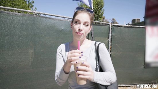 Appealing teen rides a big dick in public XXX