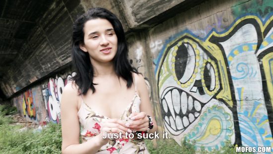 Picked-up slut girl fucked hard under the bridge