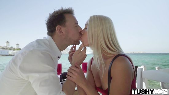 Tanlined blonde gets asshole fucked by her rich lover