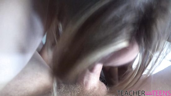 Female student likes teasing cock of her teacher