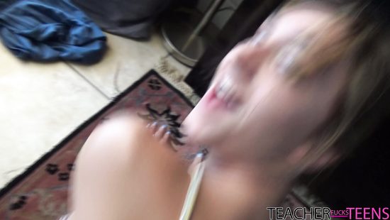 Female student likes teasing cock of her teacher