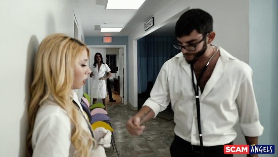 Lesbian sweeties fucked by a perverted doctor