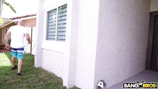 Strong neighbour explores big tits and pussy of a MILF