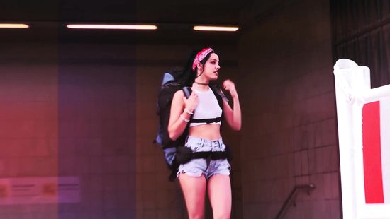 Bitchy girls wank and suck cock in a hostel