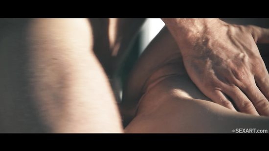 Shy babe enjoys romantic sex on the terrace