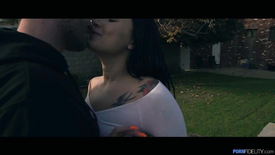 Inked nympho pounded hard and gets cum on ass