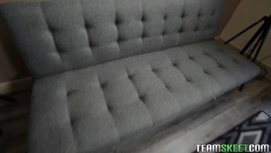 Girlfriend strips to play with her guy's penis in POV