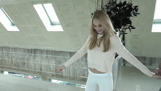 Skinny European girl swallows a big deal of cum