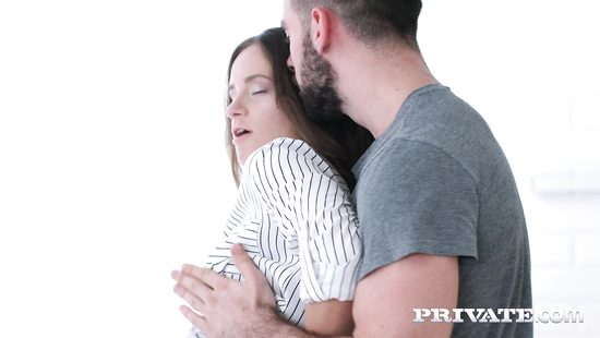 Guy with a beard discharges cum on girl's face