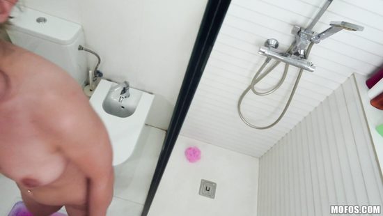 Chicklet masturbates in the shower and gets banged