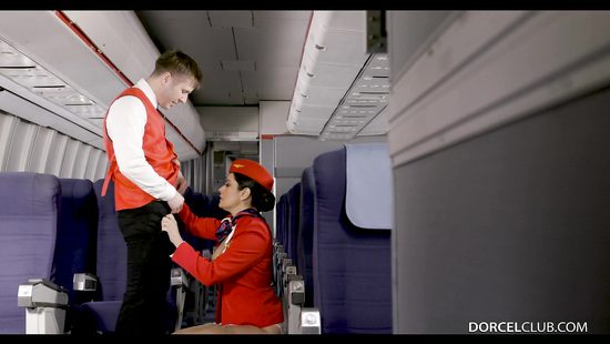 Stewardess fucks with steward before the flight