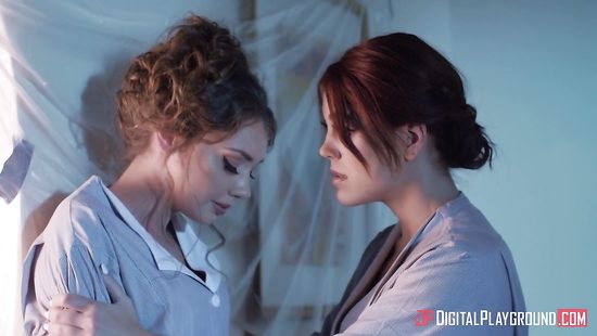 Maids arrange lesbian sex in a hotel room