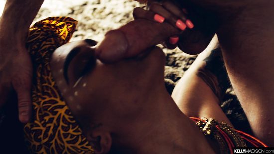 Latina chick in a weird costume enjoys hot shagging