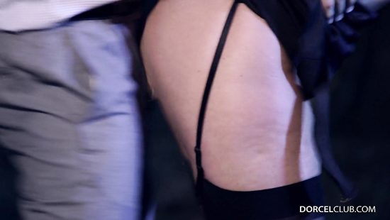 MILF in black nylons fucked by a tree