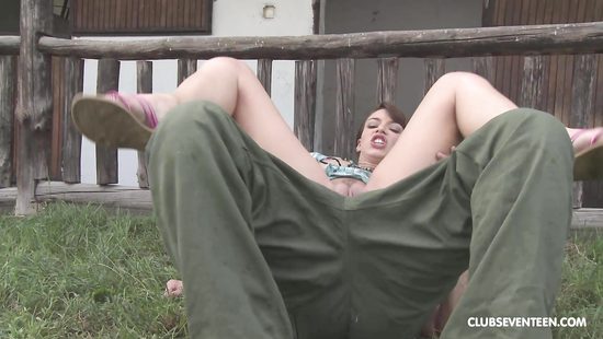 Chick from a countryside fucks with a farmer